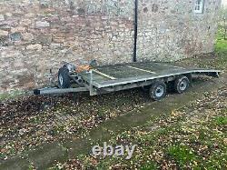 Used Ifor Williams 2 ton car trailer twin axle, winch, brakes lighting and ramps