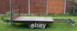 Used Twin axle 8ft flat-bed braked trailer with pull out extension