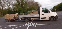 Used Twin axle 8ft flat-bed braked trailer with pull out extension