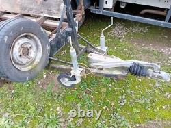 Used Twin axle 8ft flat-bed braked trailer with pull out extension