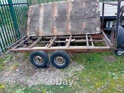 Used Twin axle 8ft flat-bed braked trailer with pull out extension