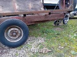 Used Twin axle 8ft flat-bed braked trailer with pull out extension