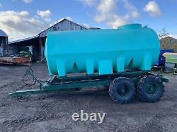 Water Bowser 10000 Litre Tank Water Tanker Twin Axle Trailer For Tractor +VAT