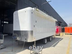 White Twin Axle Mobile Stage Trailer Fold-Down Platform Awning Timber Interior