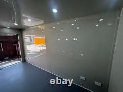 White Twin Axle Mobile Stage Trailer Fold Down Steps Interior Lighting