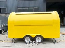 Yellow Mobile Catering Food Trailer Twin Axle Dual Serving Hatch