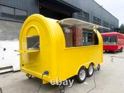 Yellow Mobile Catering Food Trailer Twin Axle Dual Serving Hatch