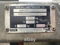 2015 Remorque de chantier à deux essieux Ifor Williams GH94BT de 2700 kg.