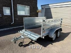 7,6 x 4,3 pieds Remorque à double essieu avec ridelles hautes 750 kg sans frein 232 x 130 cm