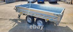 8 x 5 pi Remorque basculante hydraulique à double essieu, toute neuve, 2700 kg, 3291 £ + TVA
