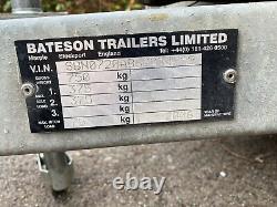 Bateson 720 Twin Axle Unbraked Trailer, Utilisé 7ft X 4ft, Tous Les Côtés Démaquillants