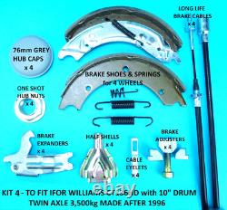 Câbles de plaquettes de frein et kit de service pour CT136 10' Drum IFOR WILLIAMS Remorque 3 500 kg