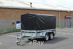 Car Twin Trailer Axle Couverture 110cm Noir Toile 263cm X 125cm Sans Frein 9x4 750 KG