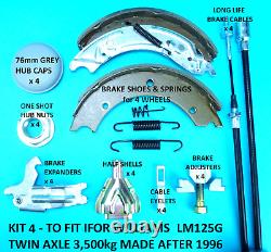 Kit de câbles de chaussures de frein à double essieu complet pour remorque IFOR WILLIAMS TT85G 3500kg