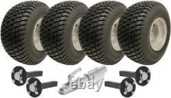 Kit de remorque ATV à double essieu 18x8.50-8 avec roues à gazon, moyeu et essieux courts, attelage pivotant