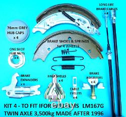 Kit de service de câbles de chaussures de frein à double essieu pour remorque IFOR WILLIAMS LM167G 3 500 kg