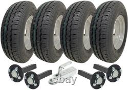 Kit pour remorque à double essieu 145R10 avec roues haute vitesse homologuées pour la route, moyeux, fusées d’essieu et attelage