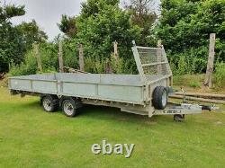 Meredith & Eyre Twin Axle Flat Bed Trailer 16ft 3500kg Côtés Ramps Winch Ifor