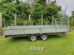 Meredith & Eyre Twin Axle Flat Bed Trailer 16ft 3500kg Côtés Ramps Winch Ifor