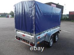 NOUVEAU TRAILER À DOUBLE ESSIEU Boîte Camping Car 9FT x 4FT 2,70 x 1,32 m + 150 cm COUVERTURE SUPÉRIEURE
