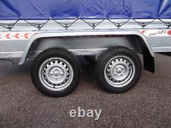 NOUVELLE Remorque camping-car à deux essieux avec boîte de 9 pieds x 4 pieds (2,70 x 1,32 m) + couvercle supérieur de 150 cm.
