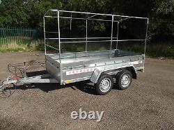 New Remorque Box Petite Voiture De Camping 9ft X 4ft Twin Axle 2,70 X 1,32 M +150cm Cover