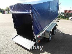 New Remorque Box Petite Voiture De Camping 9ft X 4ft Twin Axle 2,70 X 1,32 M +150cm Cover