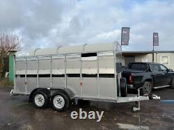 Nouveau remorque à bétail Graham Edwards GET146 14 pieds x 5 pieds 8 pouces Porte de bétail Essieu double