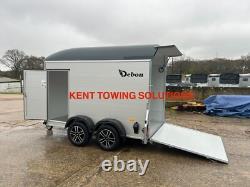 Nouveau remorque fourgon Debon C500 à double essieu en gris 2000KG PMA + porte + rampe + jantes en alliage