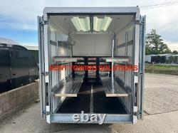 Nouvelle remorque à benne à double essieu Brian James 3m x 1,6m + étagères pour karting incl. 2700kg