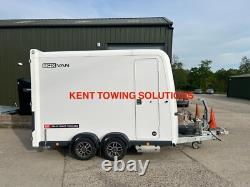 Nouvelle remorque à benne à double essieu Brian James 3m x 1,6m + étagères pour karting incl. 2700kg