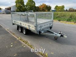 Nouvelle remorque à cage à ridelles rabattables 11,9 pi x 5,6 pi, double essieu, 2700 kg, freinée, suspension