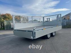 Nouvelle remorque à cage à ridelles rabattables 11,9 pi x 5,6 pi, double essieu, 2700 kg, freinée, suspension