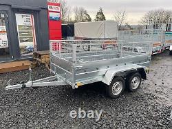 Nouvelle remorque à essieu double de 8,7 pieds x 4,2 pieds avec grille de 40 cm, 750 kg