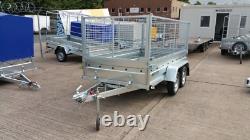 Nouvelle remorque porte-voiture 10x5 à double essieu, sans frein, 750 kg, avec ridelles grillagées hautes de 800 mm