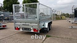 Nouvelle remorque porte-voiture 10x5 à double essieu, sans frein, 750 kg, avec ridelles grillagées hautes de 800 mm