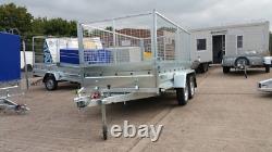 Nouvelle remorque porte-voiture 10x5 à double essieu, sans frein, 750 kg, avec ridelles grillagées hautes de 800 mm