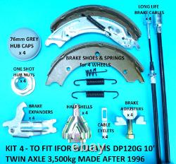 Plaquettes de frein, câbles et kit de service pour remorque IFOR WILLIAMS DP120G 10' 3 500 kg
