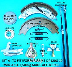 Plaquettes de frein, câbles et kit de service pour remorque IFOR WILLIAMS DP120G 10' 3 500 kg