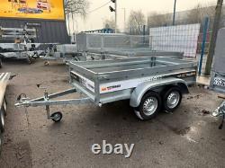 REMORQUE 8pi x 4,4pi HAUTES RAILLES DOUBLE ESSIEU 250cm x 135cm 750kg NON FREINÉE