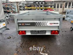 REMORQUE 8pi x 4,4pi HAUTES RAILLES DOUBLE ESSIEU 250cm x 135cm 750kg NON FREINÉE