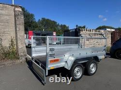 REMORQUE À DOUBLE ESSIEU NIEWIADOW NEUVE 2,3m x 1,3m (B235) AVEC FILET DE 40CM 750KG