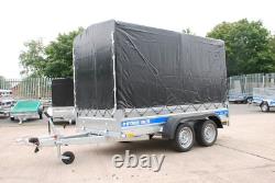 Remorque 10 pi x 5 pi, 1300 kg, à double essieu, freinée, avec bâche en toile