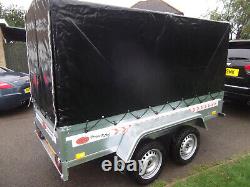 Remorque 9FT x 4FT DOUBLE ESSIEU 2,70 x 1,32 m + 150 cm AUVENT