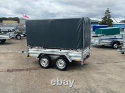 Remorque BOX 8,7 pieds x 4 pieds Double essieu 750 kg PTAC Essieux ALKO Couverture en toile
