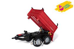 Remorque Mega Rolly Toys RED à double essieu basculant 3 voies pour tracteurs Rolly