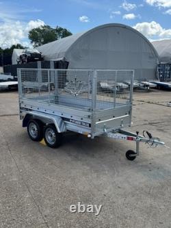 Remorque à cage grillagée 8x4 à double essieu sans frein, remorque porte-voiture grillagée MGW 750 kg, neuve