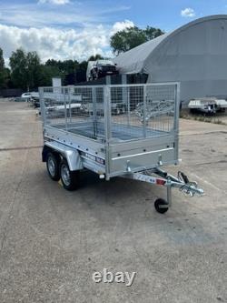 Remorque à cage grillagée 8x4 à double essieu sans frein, remorque porte-voiture grillagée MGW 750 kg, neuve