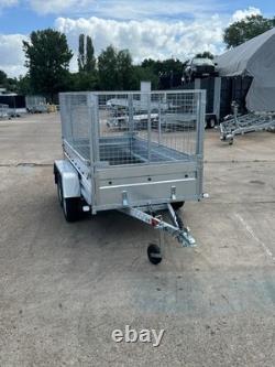 Remorque à cage grillagée 8x4 à double essieu sans frein, remorque porte-voiture grillagée MGW 750 kg, neuve