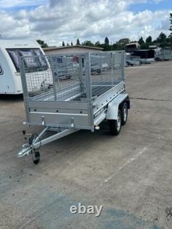 Remorque à cage grillagée 8x4 à double essieu sans frein, remorque porte-voiture grillagée MGW 750 kg, neuve